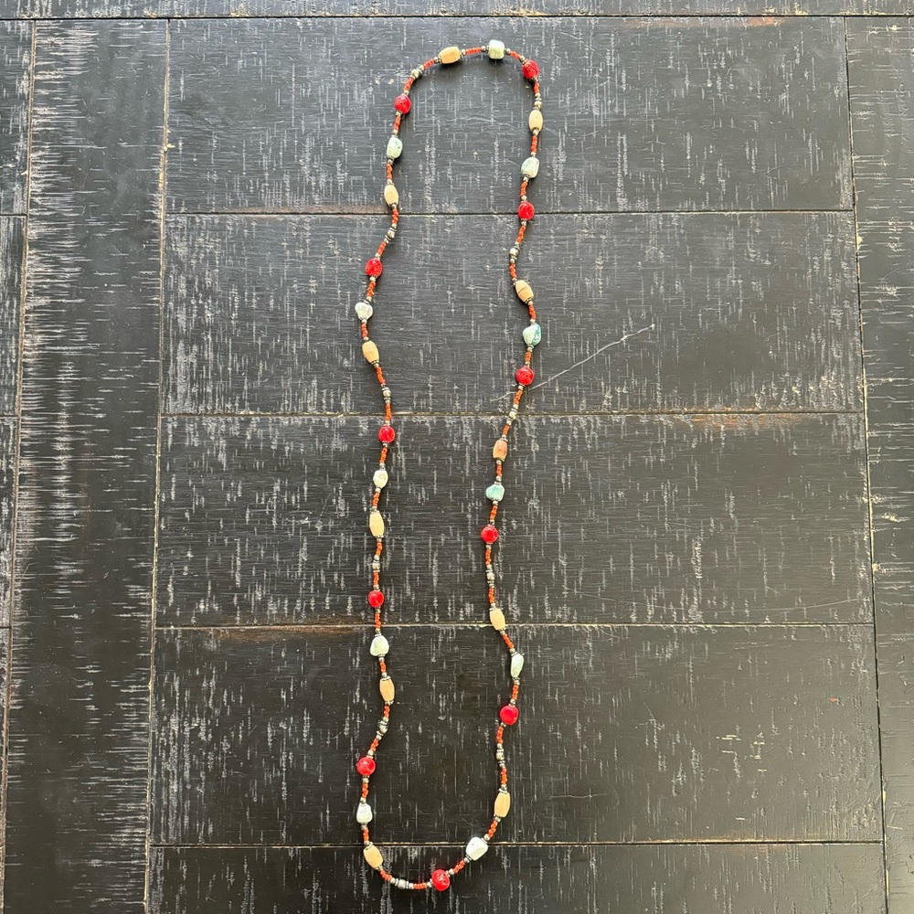 Long Orange Beaded Necklace